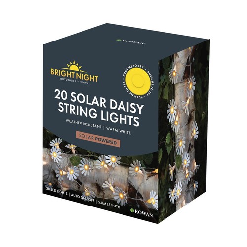 Bright Light 20 Solar LED Daisy String Lights