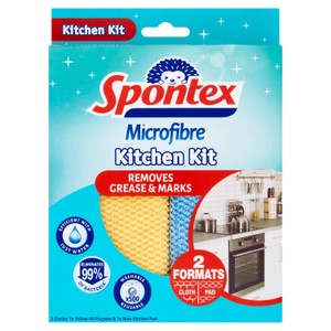Spontex Microfibre Cloth Pads Kitchen Cleaning Kit
