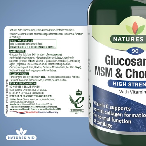 Natures Aid Glucosamine MSM & Chondroitin 