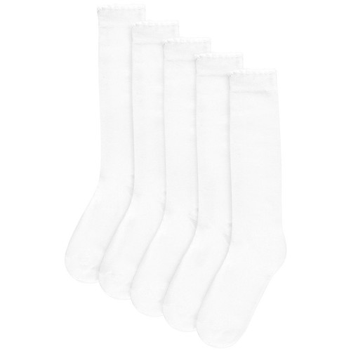 M&S Girls Knee High Socks, Size 8.5-12, White