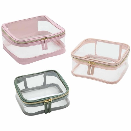M&S Set of 3 Wide Opening Make-Up Bags, Pink
