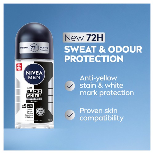NIVEA MEN Black & White Original Anti-Perspirant Deodorant Roll-On