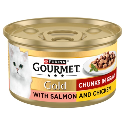 Gourmet Gold Chunks in Gravy Salmon and Chicken Wet Cat Food 