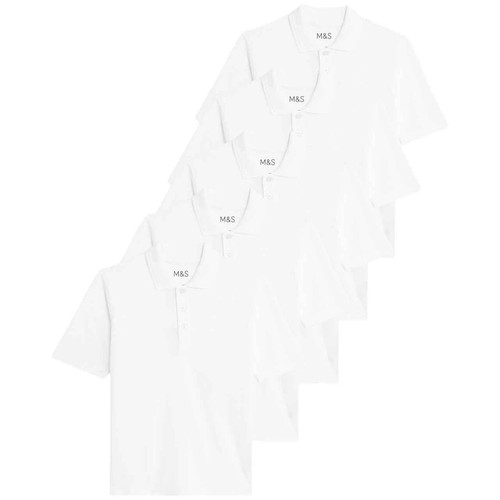 M&S Unisex Polo Shirt, 3-4 Years, White