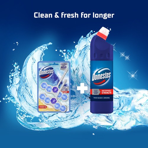 Domestos Power 5 Toilet Rim Block Ocean 