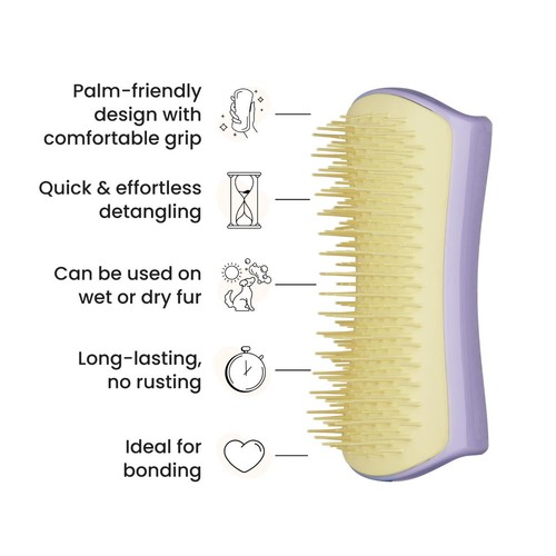 Pet Teezer Detangling Dog Grooming Brush Small - Lilac / Yellow