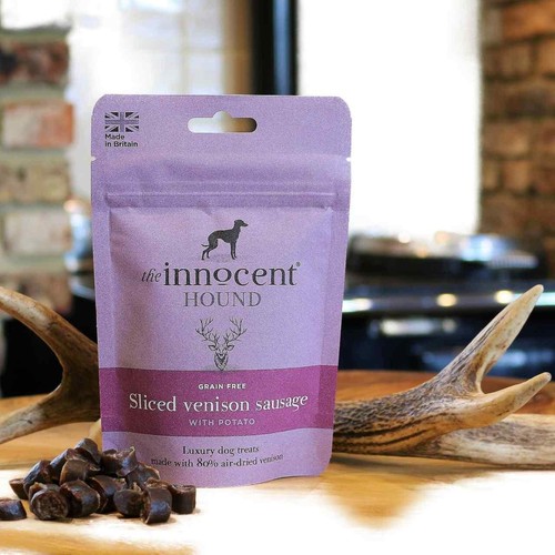 The Innocent Hound Dog Treats, Sliced Venison Sausage