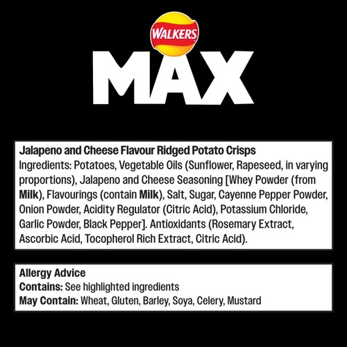 Walkers Max Strong Jalapeno & Cheese Sharing Bag Crisps