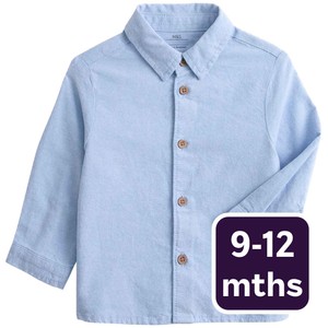 M&S Boys Pure Cotton Shirt, 9-12 Months, Blue