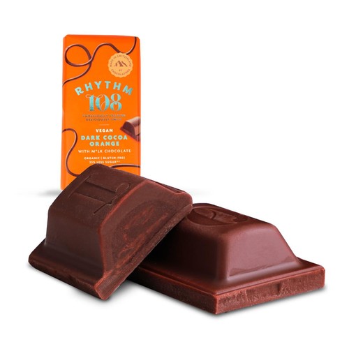 Rhythm 108 Swiss Vegan Dark Cocoa Orange Bar with M'lk Chocolate