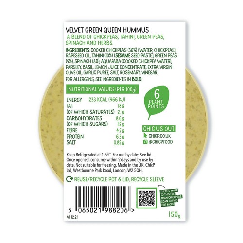ChicP Velvet Green Queen Hummus