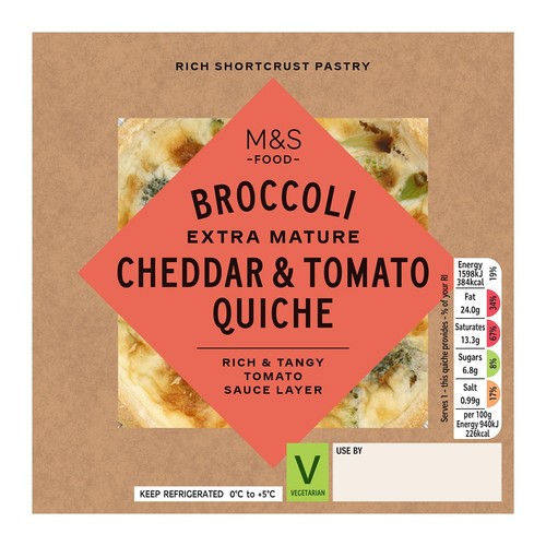 M&S Brocolli, Extra Mature Cheddar & Tomato Quiche