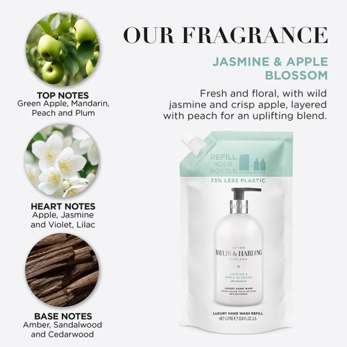 Baylis & Harding Jasmine & Apple Antibacterial Hand Wash Refill Pouch