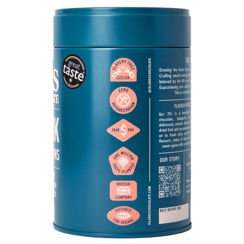Islands Chocolate 75% Dark Chocolate Button Tin
