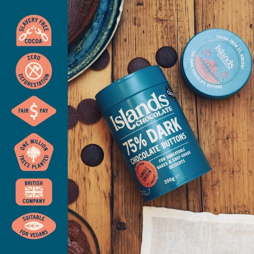 Islands Chocolate 75% Dark Chocolate Button Tin