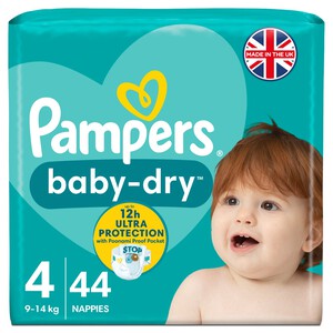 Pampers Baby-Dry Nappies, Size 4 (9-14kg) Essential Pack 44 per pack