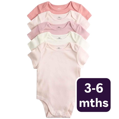 M&S Plain Sleepsuit, 3-6 Months, Pink