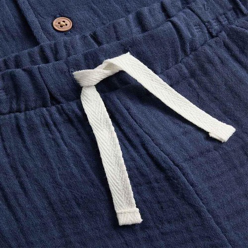 M&S Boys 2 Piece Pure Cotton Outfit, 9-12 Months, Navy