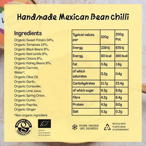 Lune & Wild Handmade Mexican Bean Chilli Toddler Meal 1-4 years
