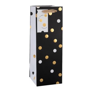 Black, Gold & White Spot Celebration Bottle Bag