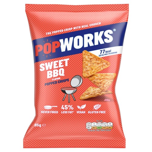 Popworks Sweet BBQ Popped Crisps Sharing Bag