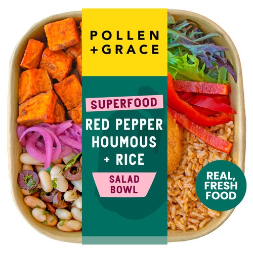 Pollen Grace Superfood Red Pepper Houmous Rice Salad Bowl, 275g Pollen Grace Superfood Red Pepper Houmous Rice Salad Bowl, 275g