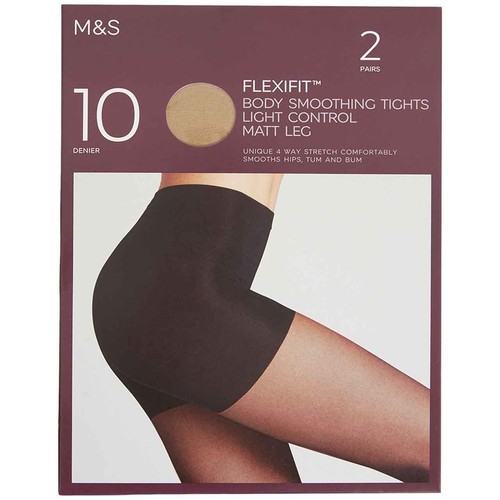 M&S Womens 10 Denier Light Control Sheer Tights, XL, Opaline, 2 Pack