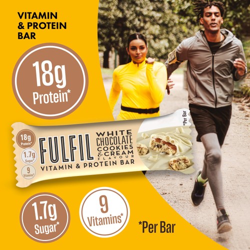 FULFIL White Chocolate Cookies and Cream Vitamin Protein Bar, 55g