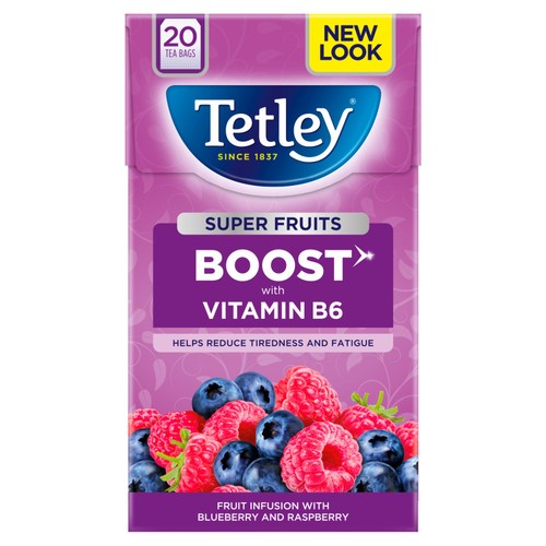 Tetley Super Fruit Tea Boost Blueberry & Raspberry Tea Bags