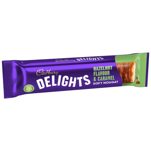 Cadbury Delights Soft Nougat Hazelnut & Caramel Chocolate Bars