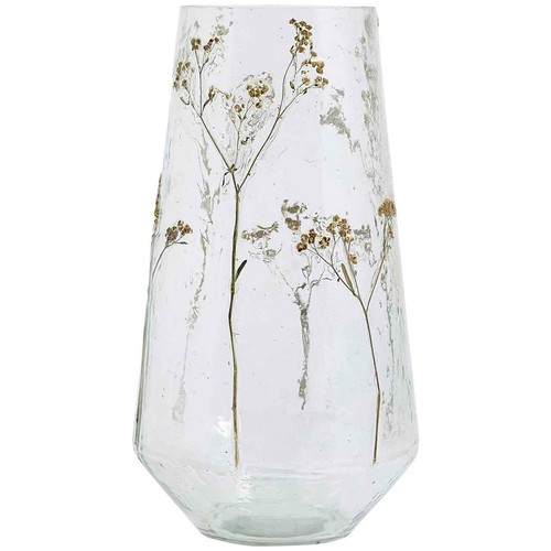 M&S Pressed Flower Glass Vase, Clear