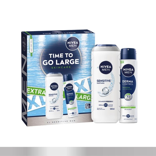 NIVEA MEN Time To Go Large Sensitive XL Duo Gift Set