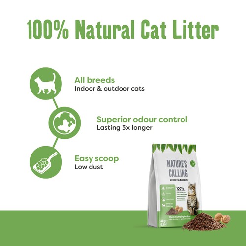 Natures Calling Natural Cat Litter Litter Pouch Walnut Shells Grain Free