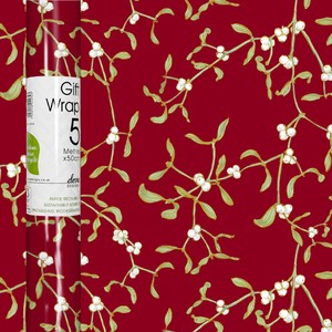 Burgundy Mistletoe Christmas Rollwrap