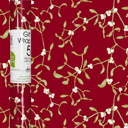 Burgundy Mistletoe Christmas Rollwrap
