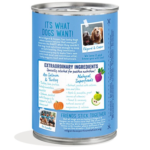 Edgard & Cooper Fresh Dog Wet Food Adult Grain Free Tin Salmon & Turkey