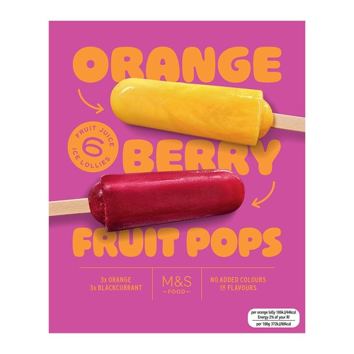 M&S 6 Orange Berry Fruit Pops