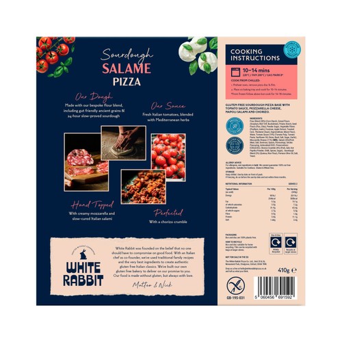 White Rabbit Gluten Free Sourdough Salame Pizza