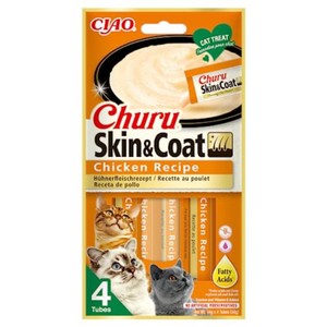 Churu Lickable Skin & Coat Cat Treats Chicken Recipe 4x14g