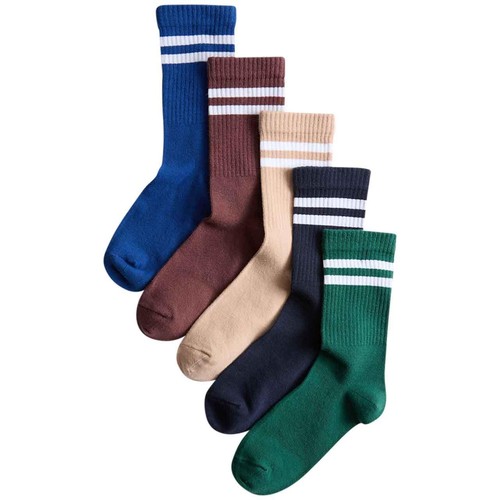 M&S Boys Striped Ribbed Socks, Size 12.5-3.5, Large Multi
