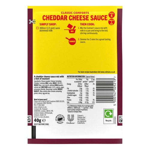 Colman's Cheddar Cheese Sauce Mix