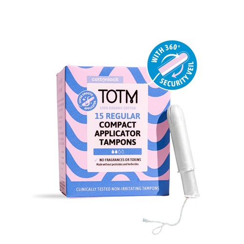 TOTM Organic Cotton Compact Applicator Tampons Regular
