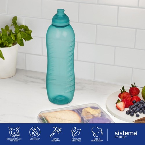 Sistema Hydrate Twist Sip Water Bottle 620ml Pink Leakproof