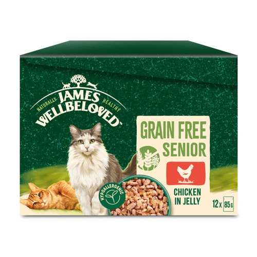 James Wellbeloved Grain Free Senior Wet Cat Food Chicken in Jelly Pouches