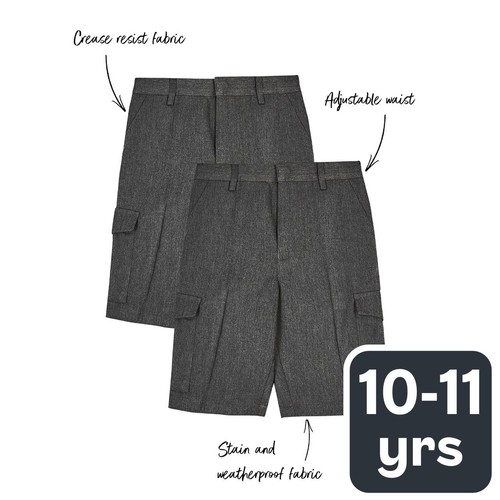 M&S Regular Leg Cargo School Shorts, 10-11 Years, Grey