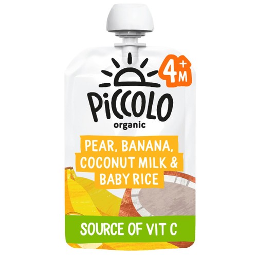 Piccolo Pear, Banana, Coconut Milk & Baby Rice Baby Food Pouch 4+ Months