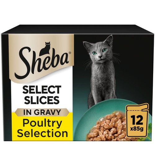Sheba Select Slices Cat Food Pouches Poultry in Gravy 