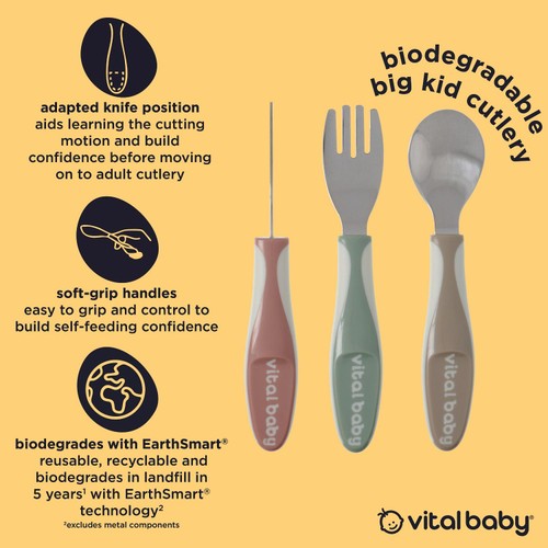 Vital Baby Nourish Big Kid Cutlery 3pk - natural