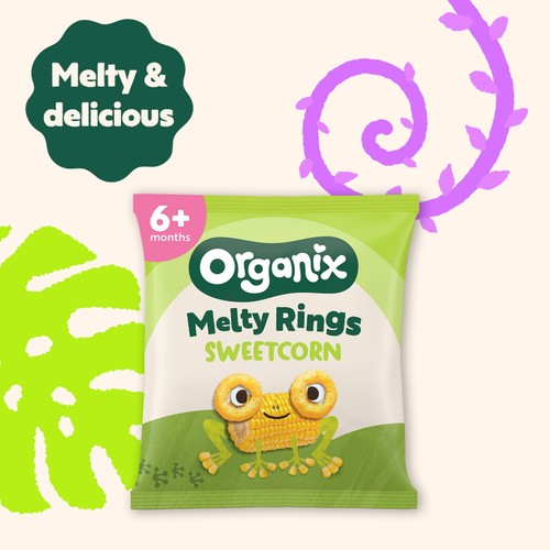 Organix Melty Sweetcorn Rings Baby Snack 6+ Months