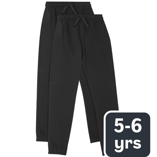 M&S Unisex Regular Fit Joggers, 5-6 Years, Black 